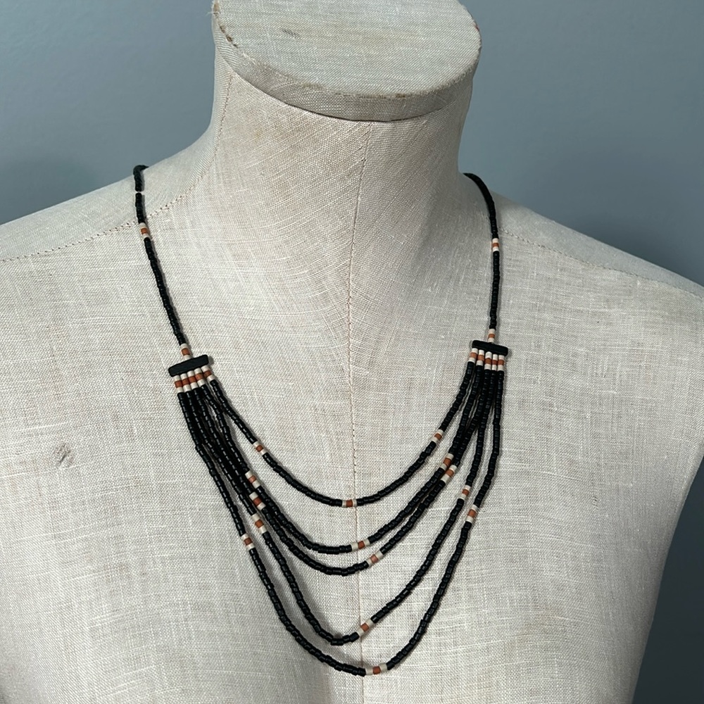 Western Indian Style Black Beaded necklace